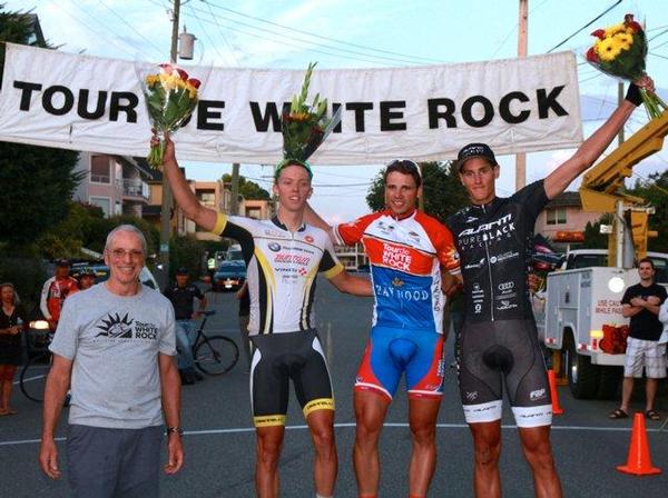 Louis Crosby on the podium after Stage One of Tour de White Rock.